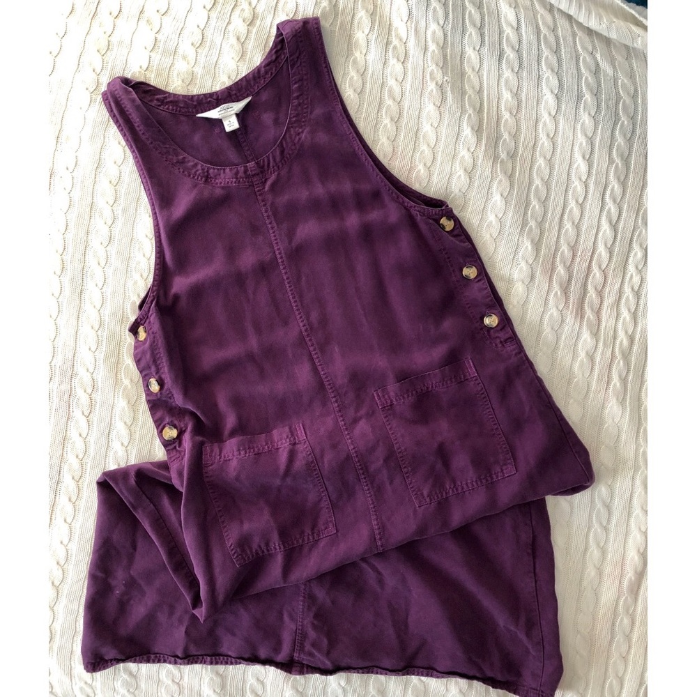 Vintage Eggplant Jumper, Pockets, Side Buttons